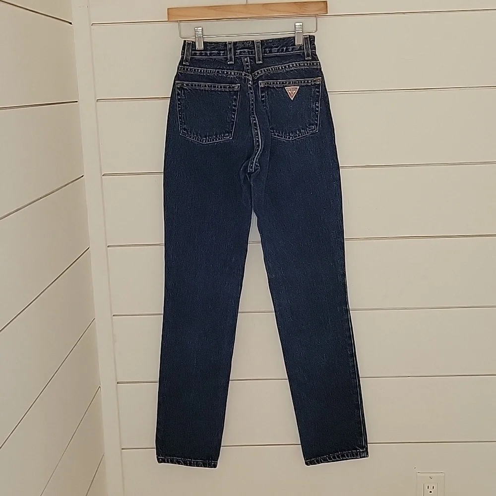GUESS? 90s VINTAGE Style 1050 size 24 high waisted blue jeans - Picture 2 of 4